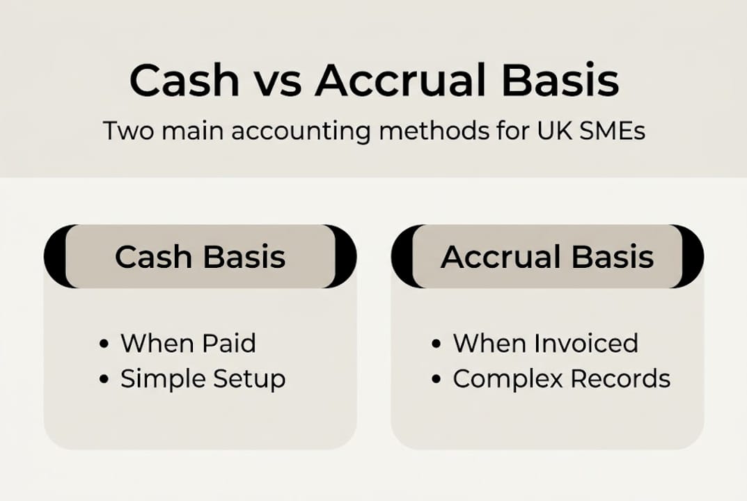 Infographic comparing cash and accrual basis