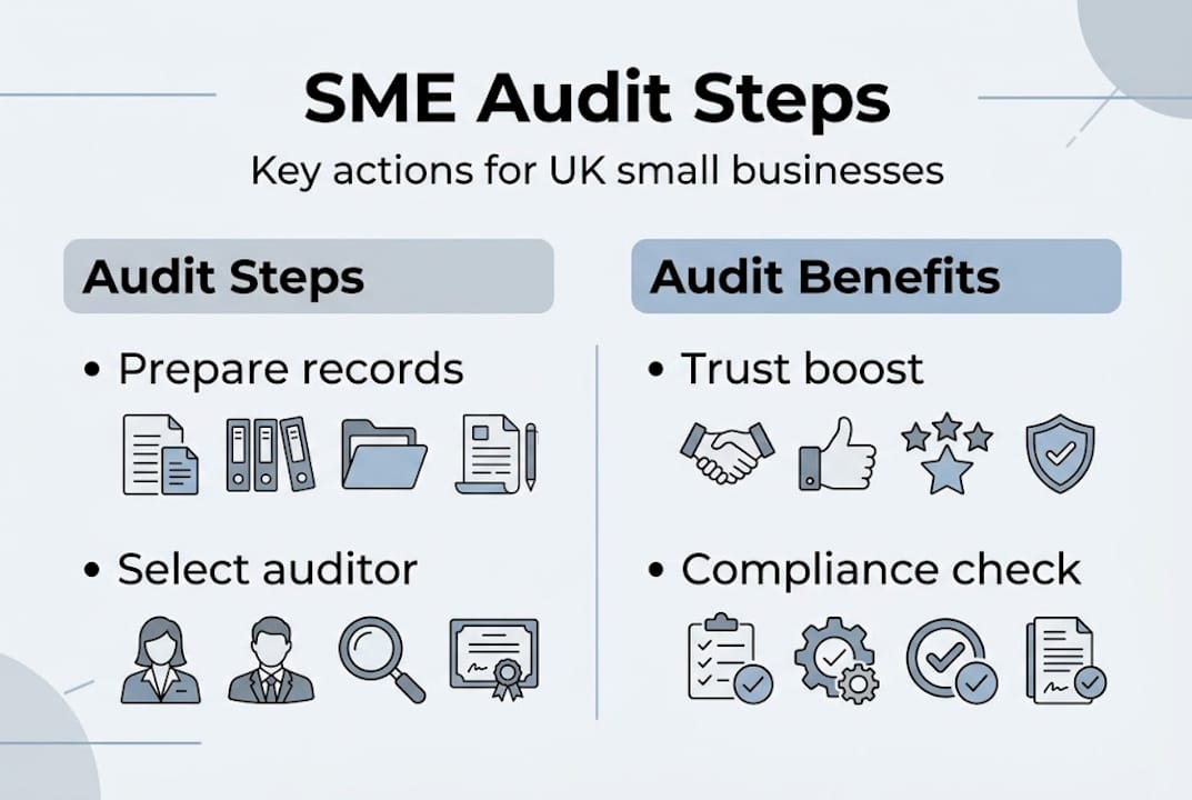 Infographic showing SME audit steps and benefits