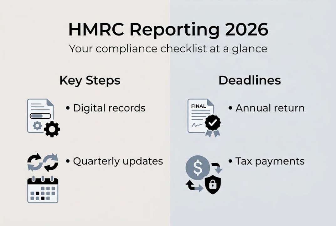 Infographic showing HMRC reporting steps and deadlines