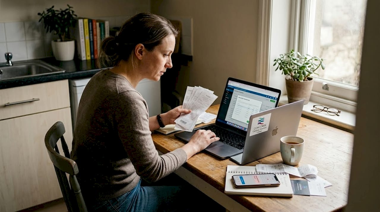 Small business owner doing bookkeeping at home