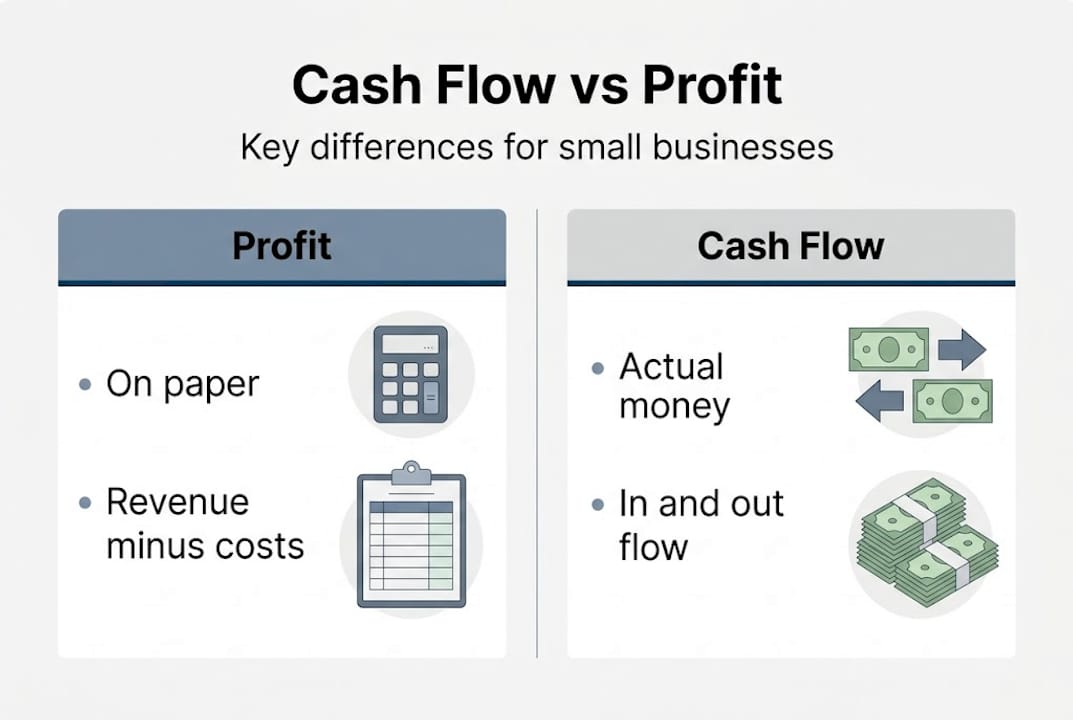 Infographic comparing cash flow and profit