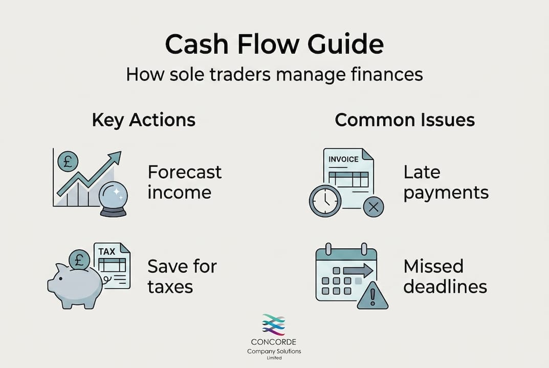 Infographic showing sole trader cash flow summary