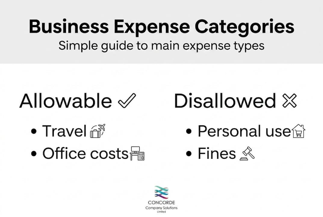 Infographic outlining business expense categories