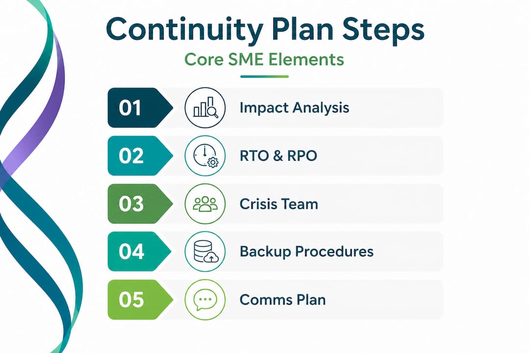 Infographic listing business continuity plan steps