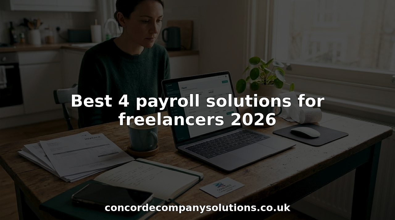 Freelancer using laptop for payroll at home table