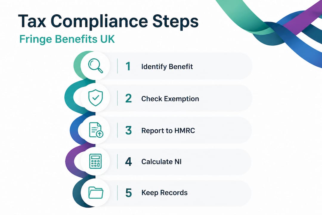 Infographic outlining UK fringe benefit tax process steps