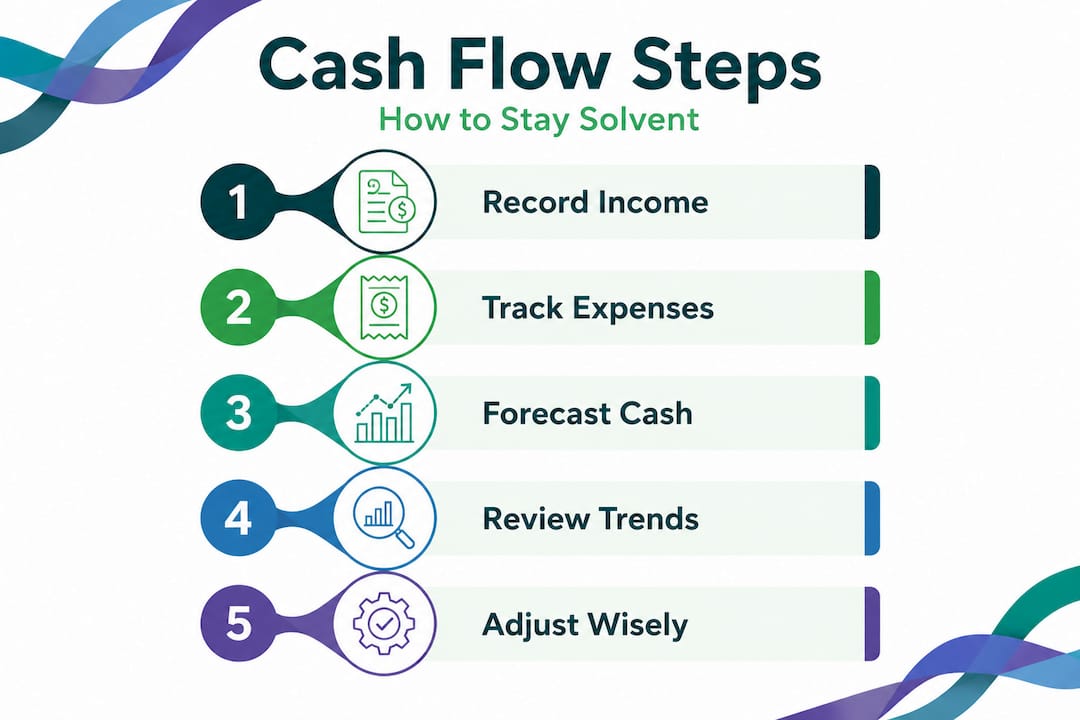 Infographic showing cash flow management steps
