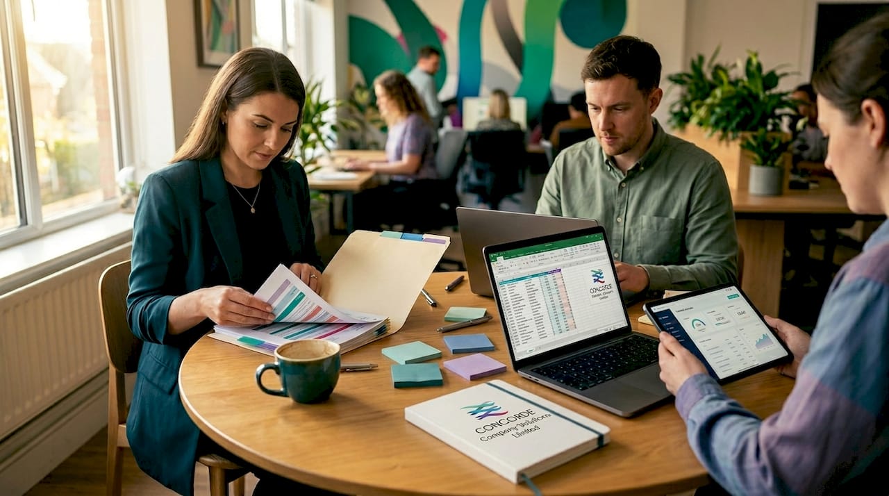 Office team uses digital and paper records
