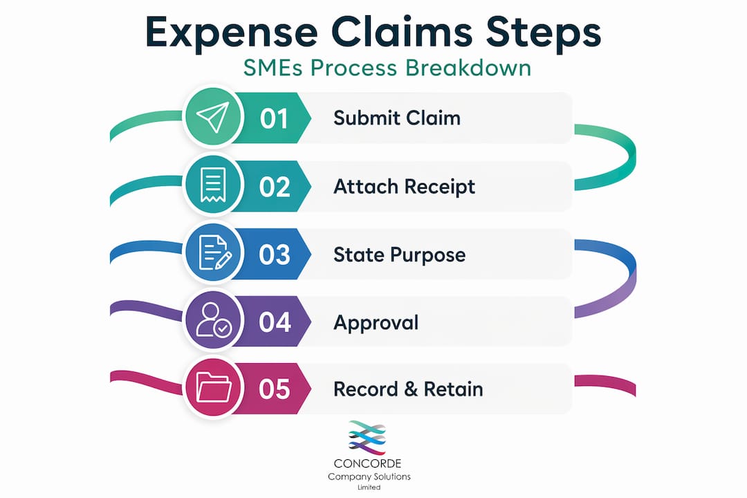 Infographic showing steps for SME expense claims