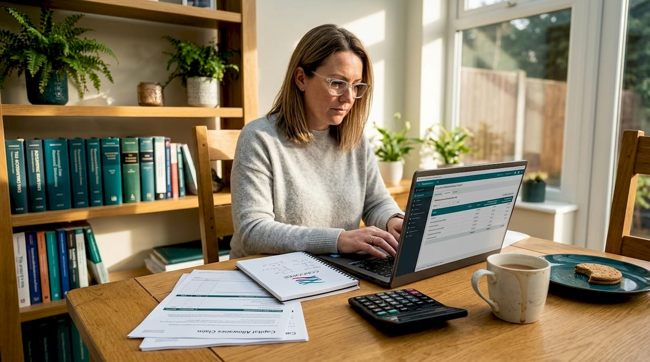 Business owner entering capital allowances claim online