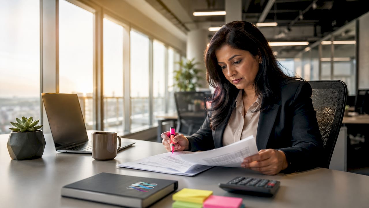 Accountant reviewing VAT documents