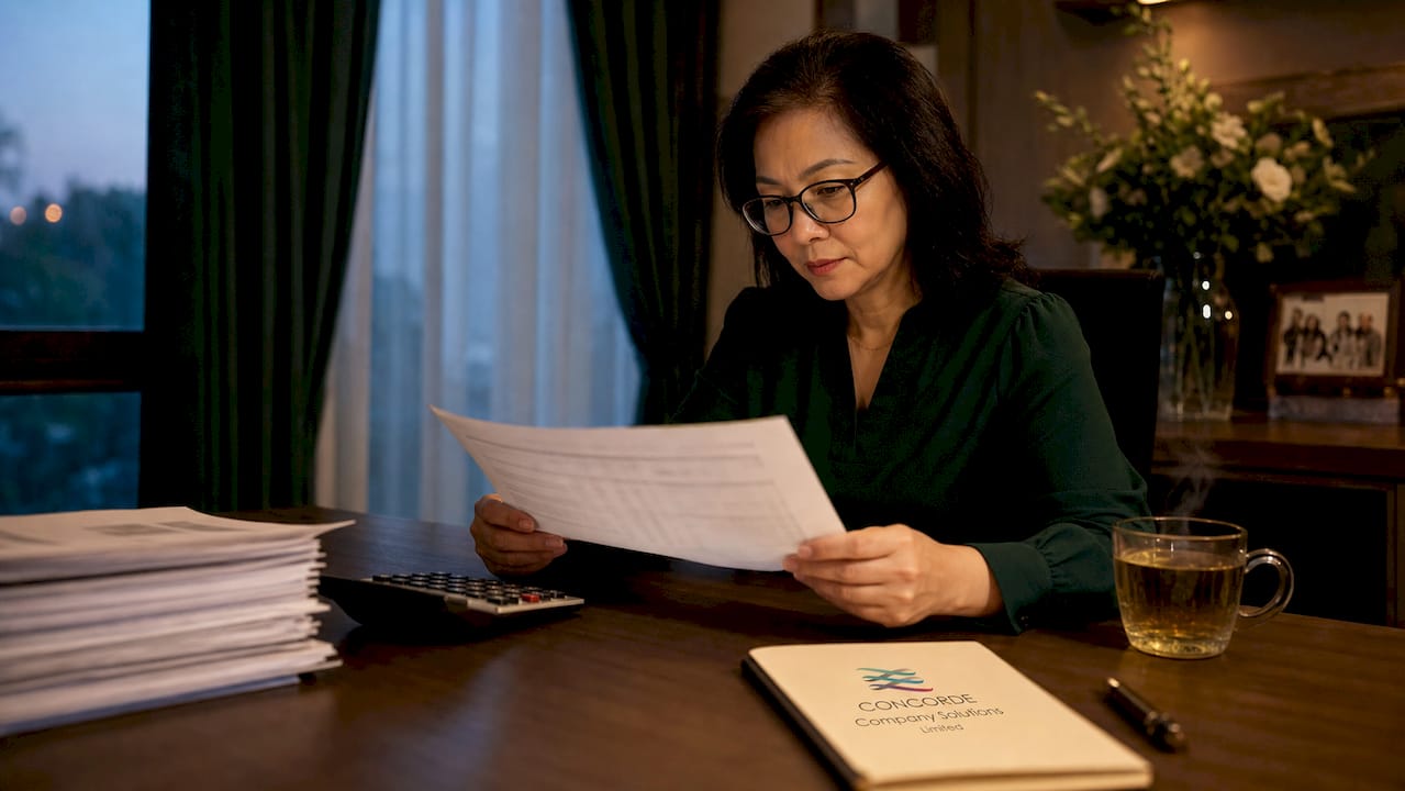 Business owner reviewing financial report