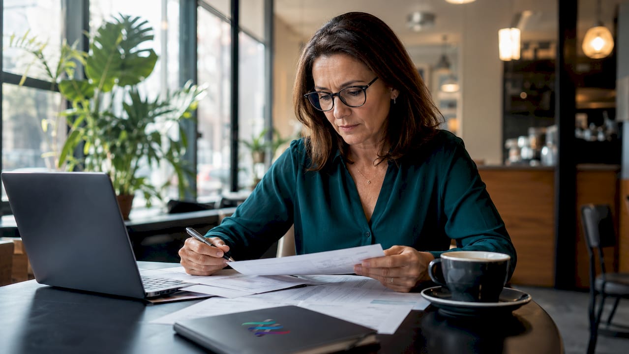 Accountant reviewing financial statements