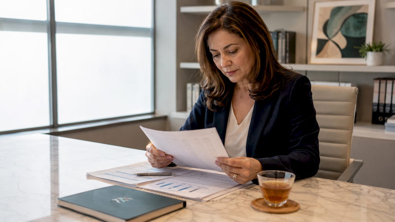 Accountant checking deferred income documents