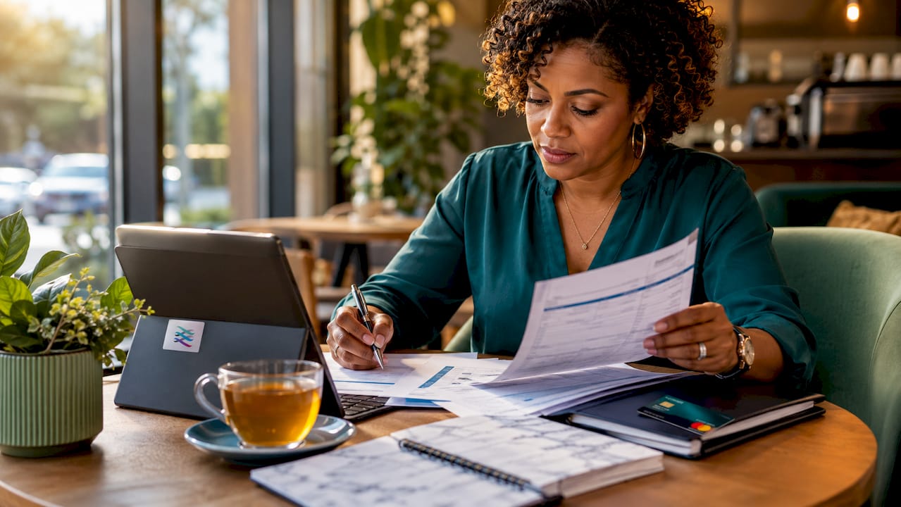 Person setting up sole trader bank account paperwork
