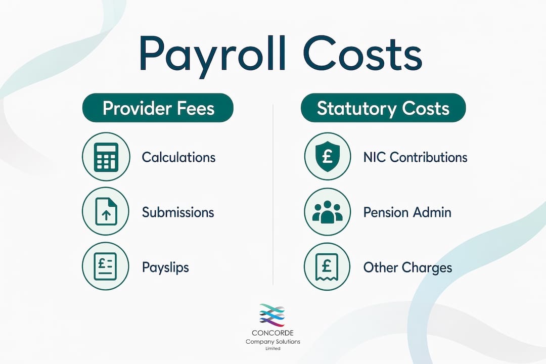Infographic comparing payroll provider fees and statutory costs