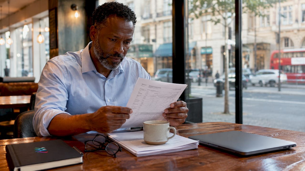 Man reviewing compliance checklist at desk