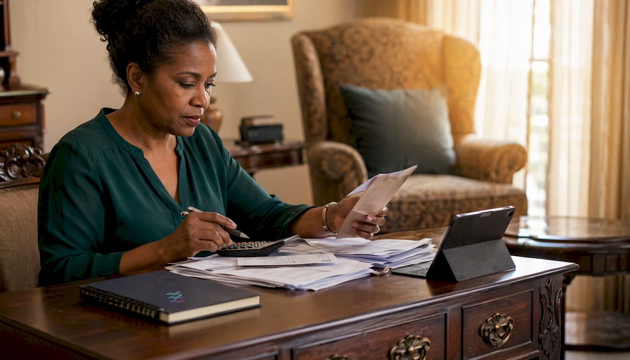 Woman organizing business and personal finances
