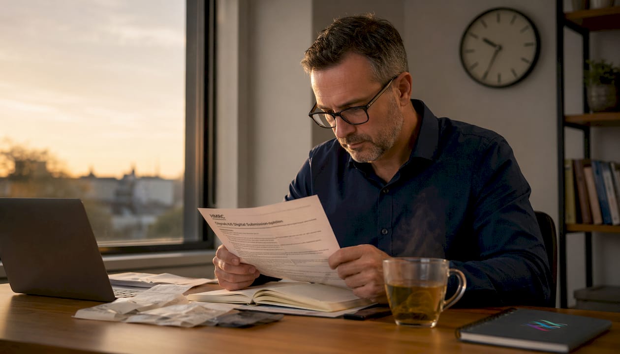 Small business owner reviewing HMRC digital compliance