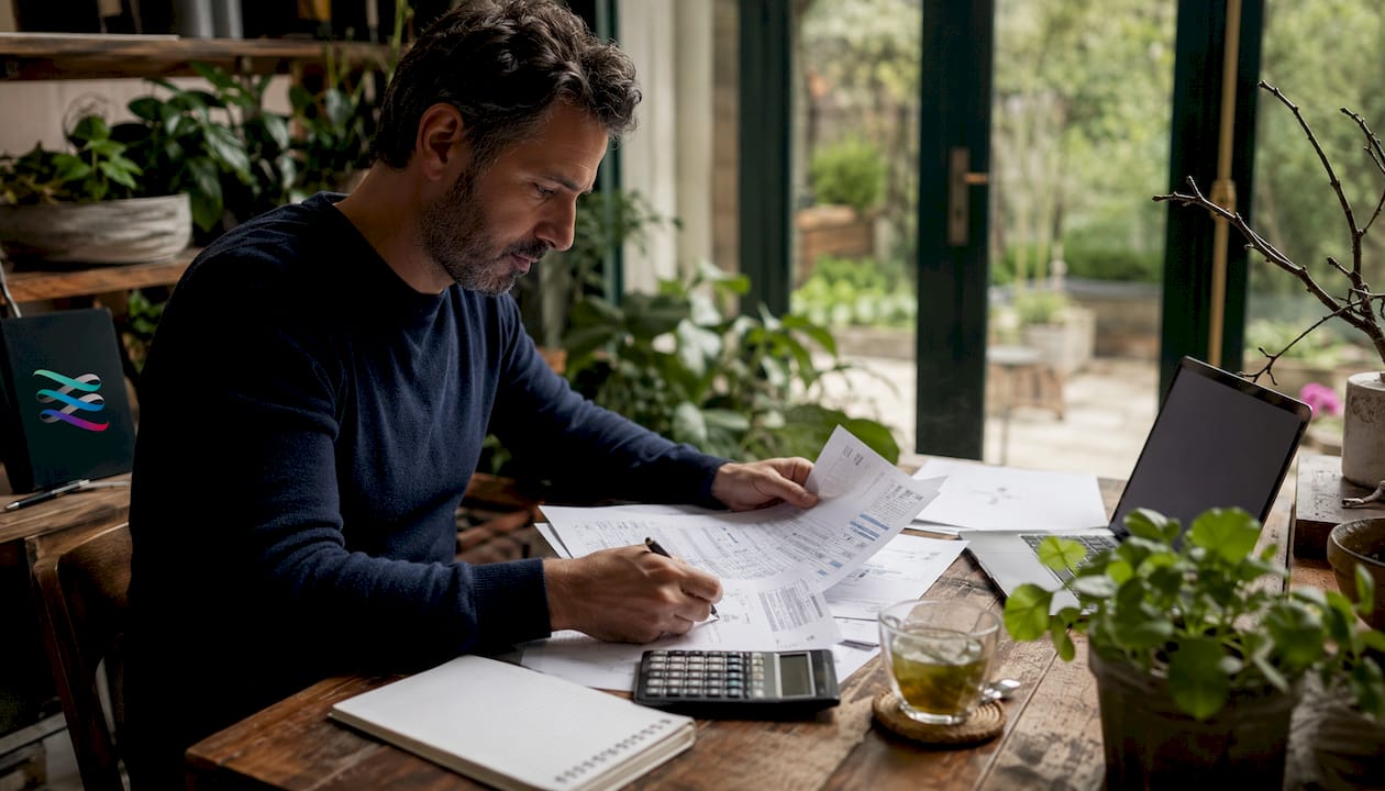 Small business owner calculating operating margin