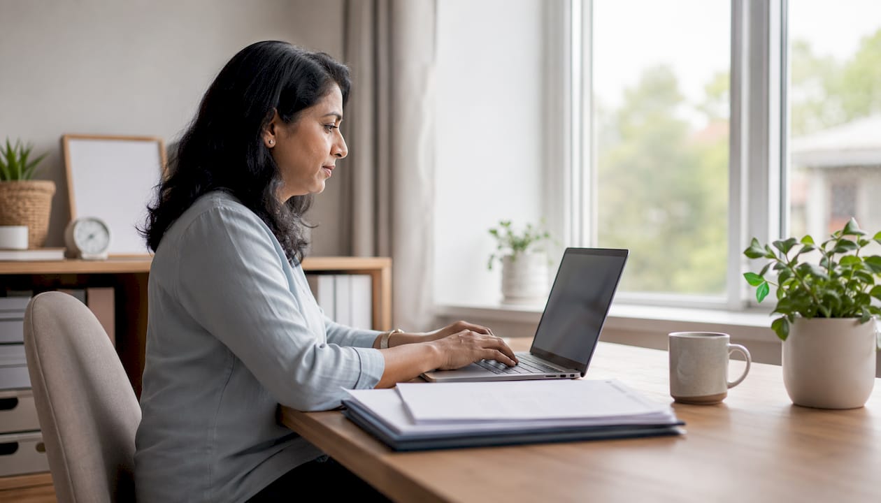 Businesswoman signing into Government Gateway portal