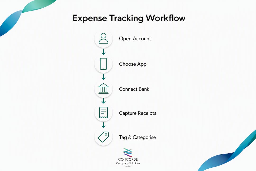 Infographic outlining key expense tracking steps