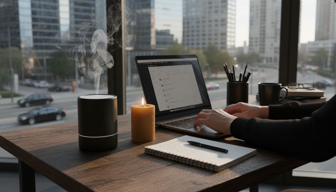 office desk diffuser candle