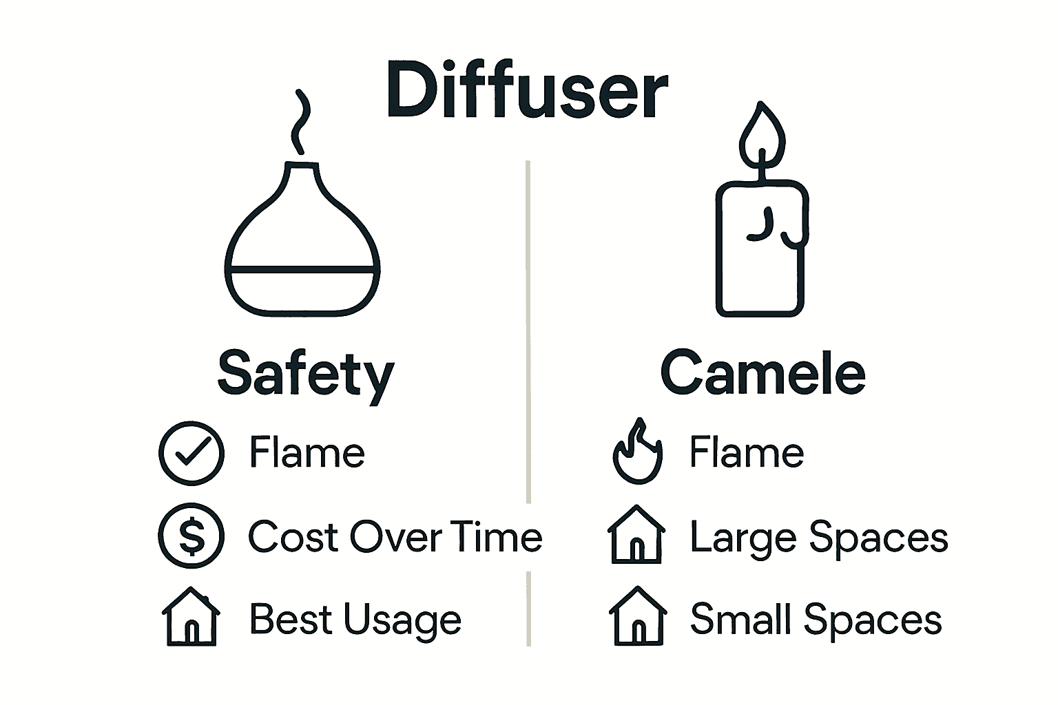 Infographic comparing candle and diffuser benefits, safety, and value.