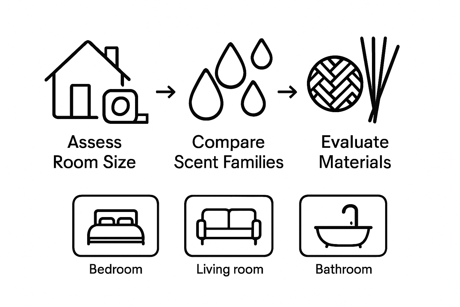 Infographic showing reed diffuser selection steps