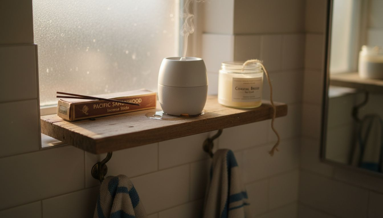 Shelf with assorted scented products display