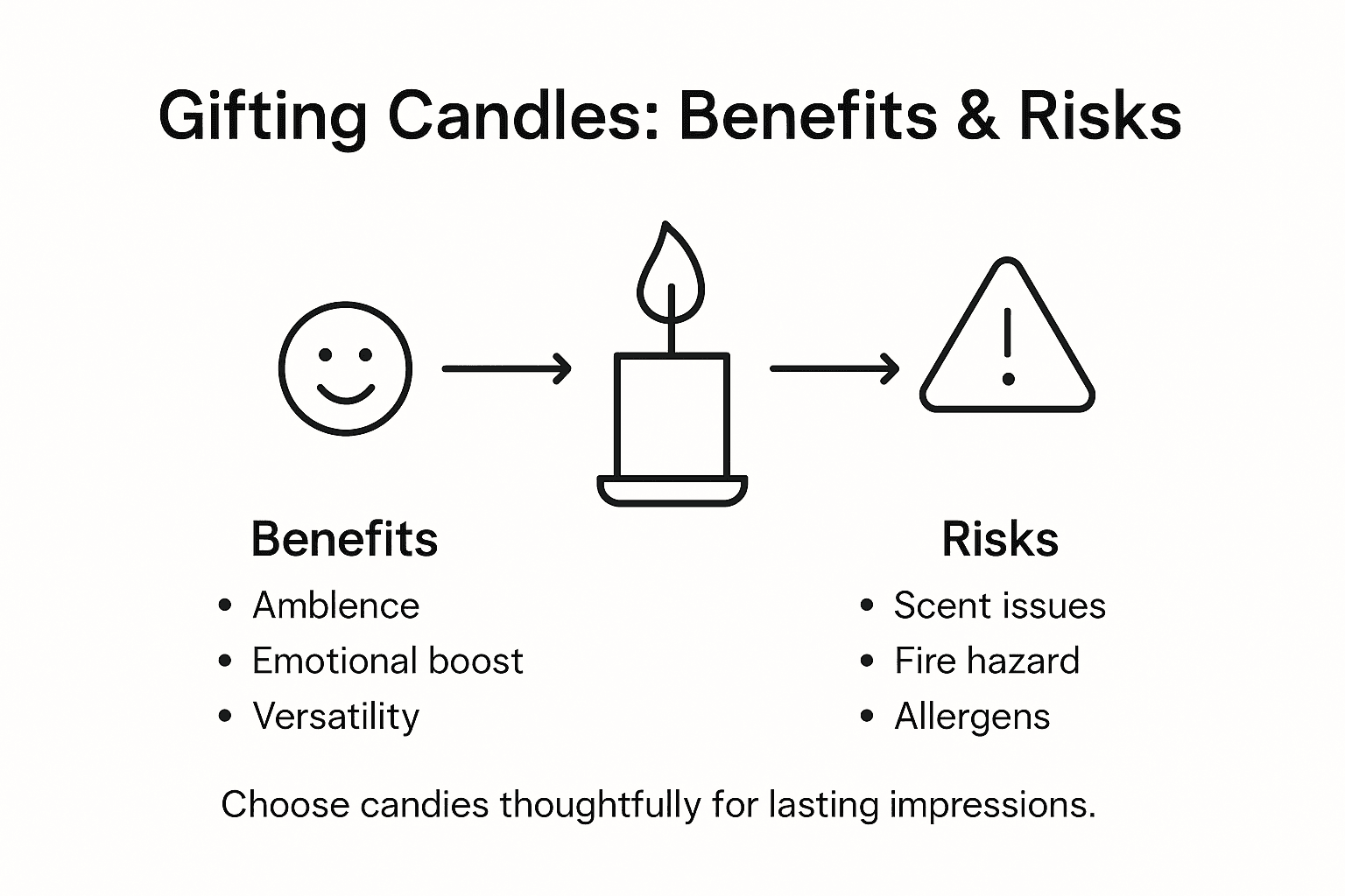 Infographic showing candle gift benefits and risks