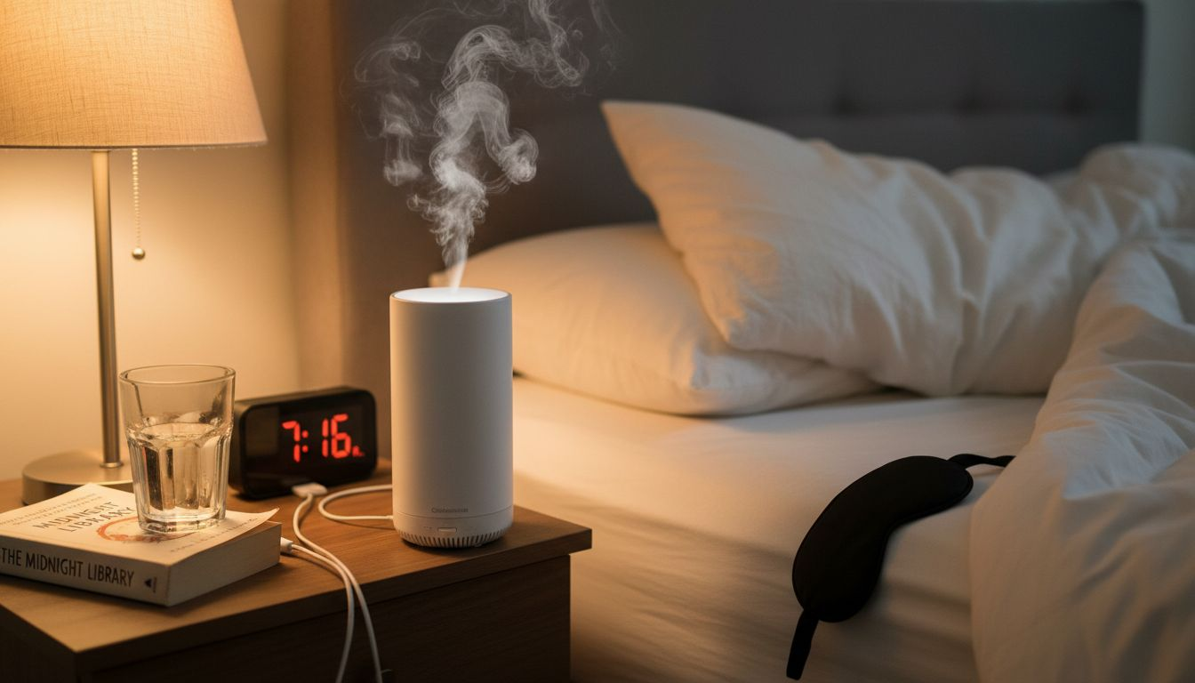 Ultrasonic diffuser close-up with mist