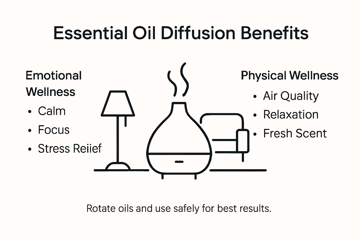 Infographic showing oil diffusion wellness benefits