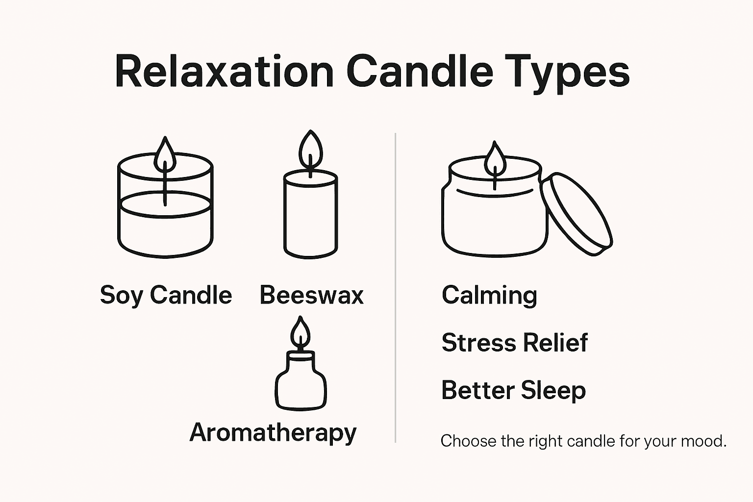 Infographic showing candle types and their benefits