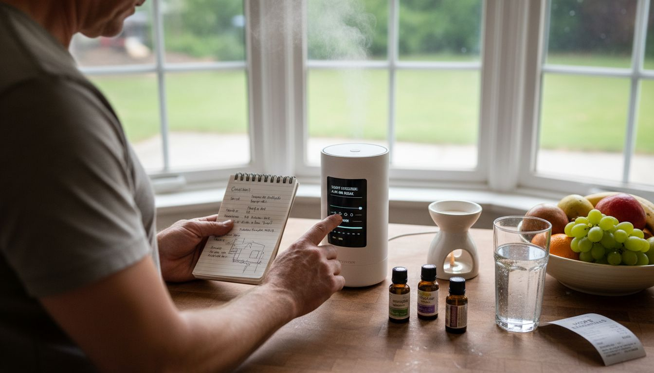 Man using digital diffuser with scent tools
