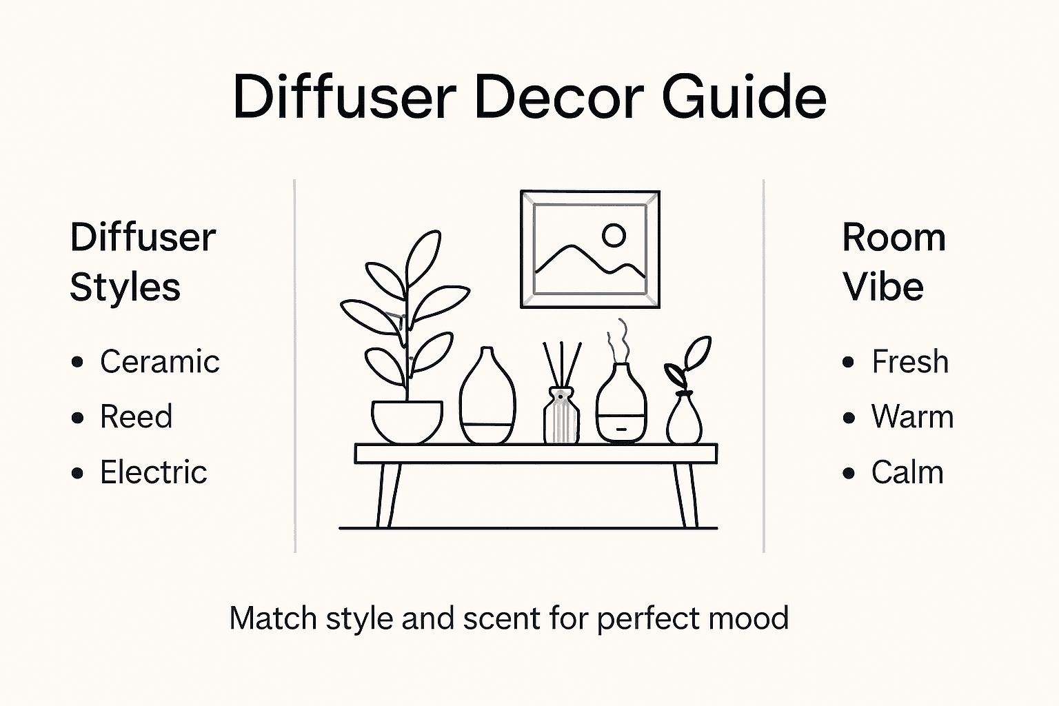 Infographic showing diffuser decor styles and moods