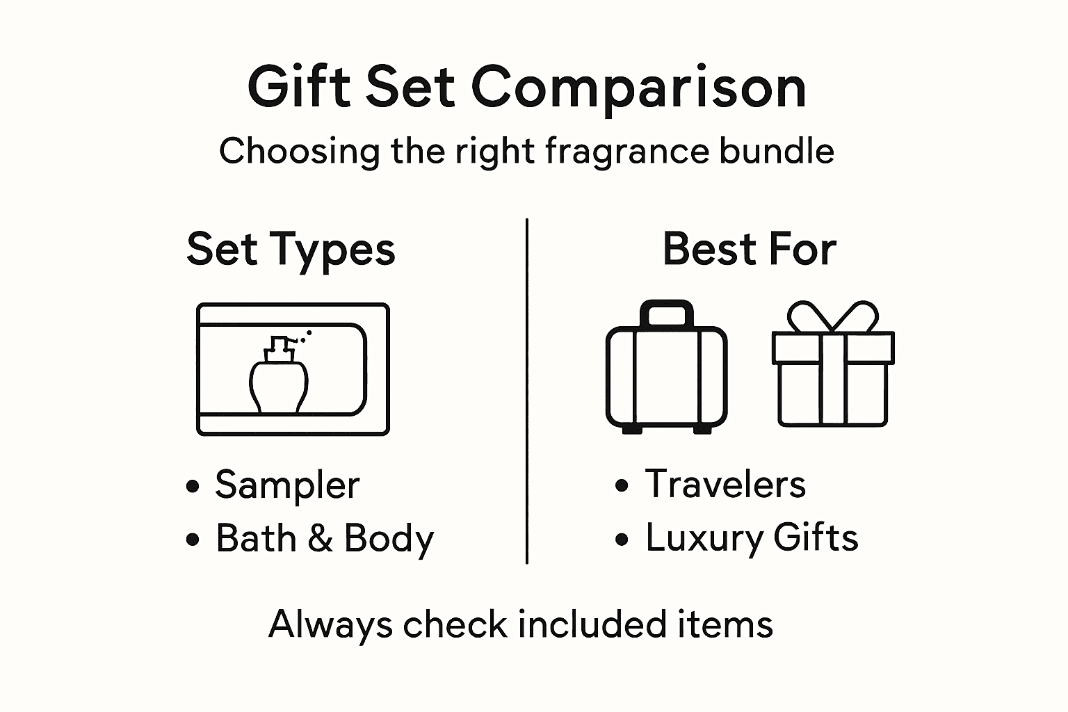 Infographic comparing fragrance gift sets