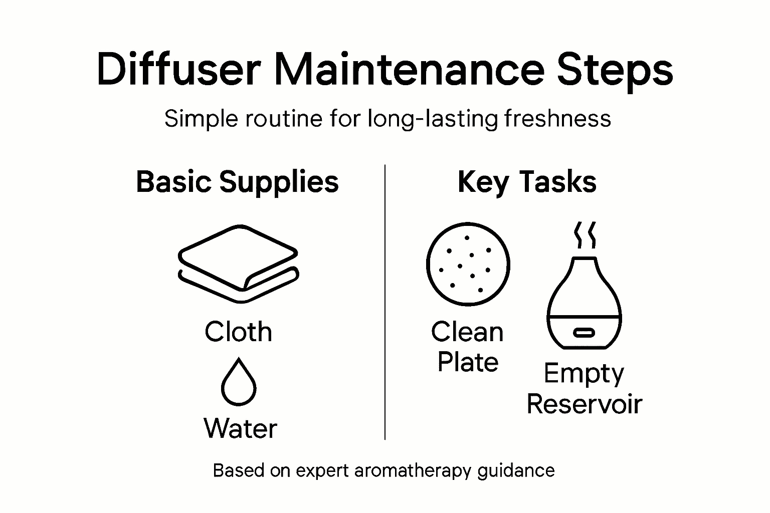 Infographic summarizing diffuser cleaning steps