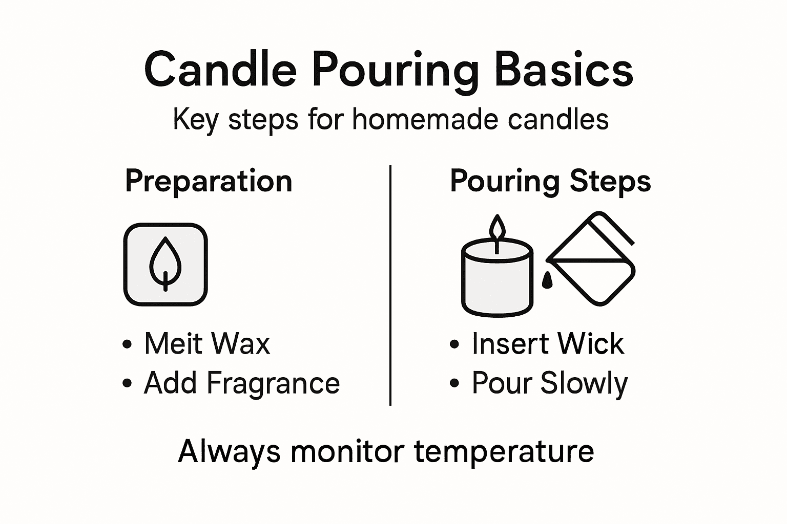 Infographic showing candle pouring process