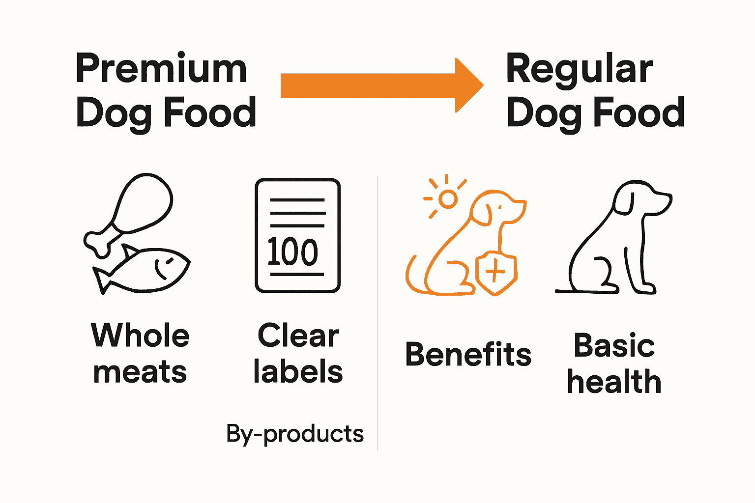 Infographic comparing premium versus standard dog food features and benefits