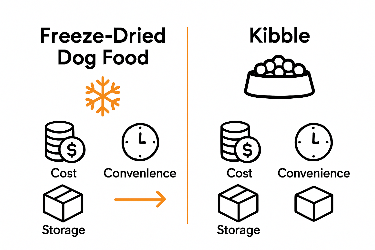 Infographic freeze-dried dog food versus kibble