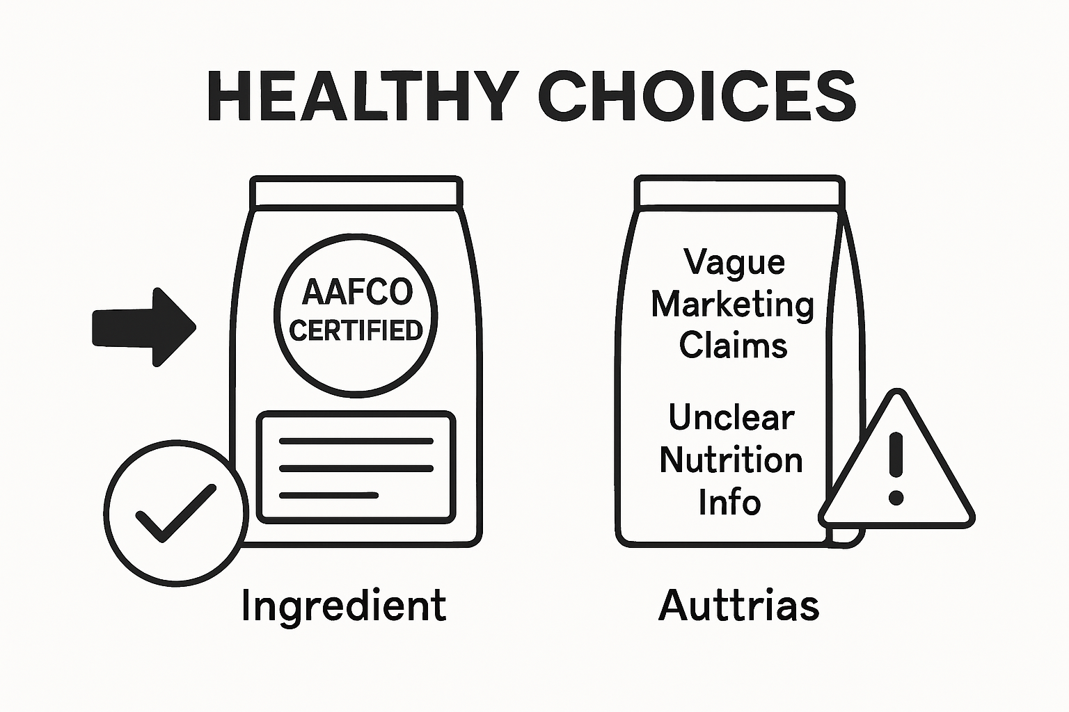 Infographic comparing certified and misleading dog food labels