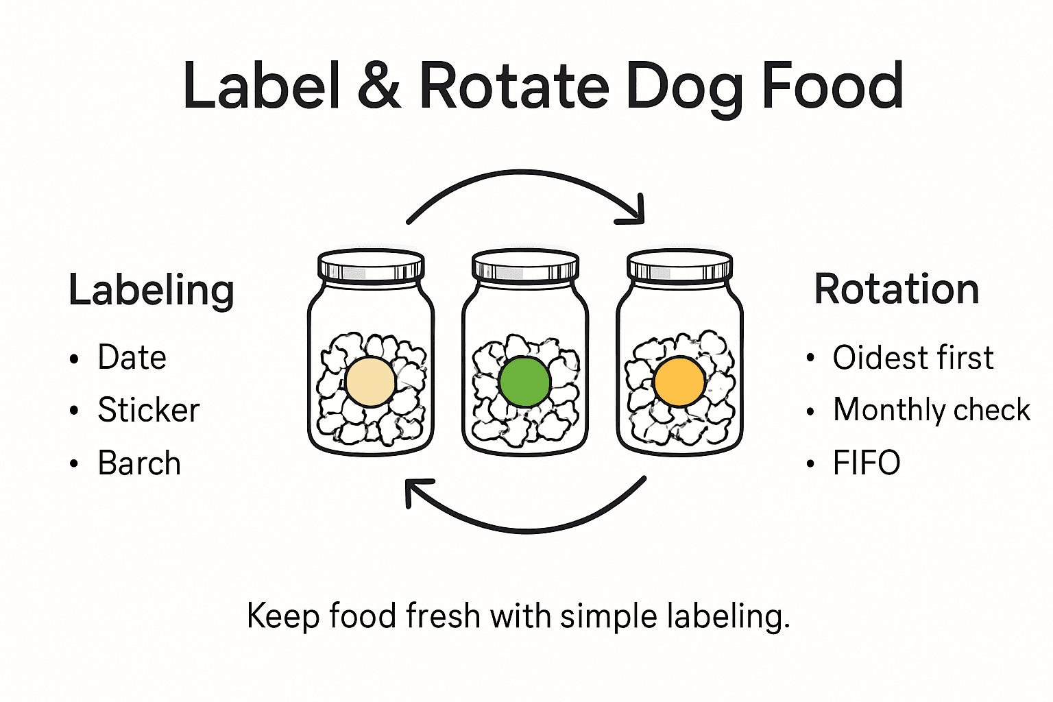 Infographic for labeling and rotating dog food