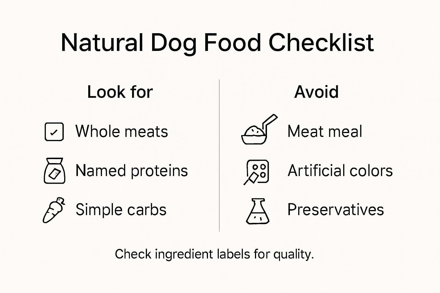 Infographic with checklist for natural dog food