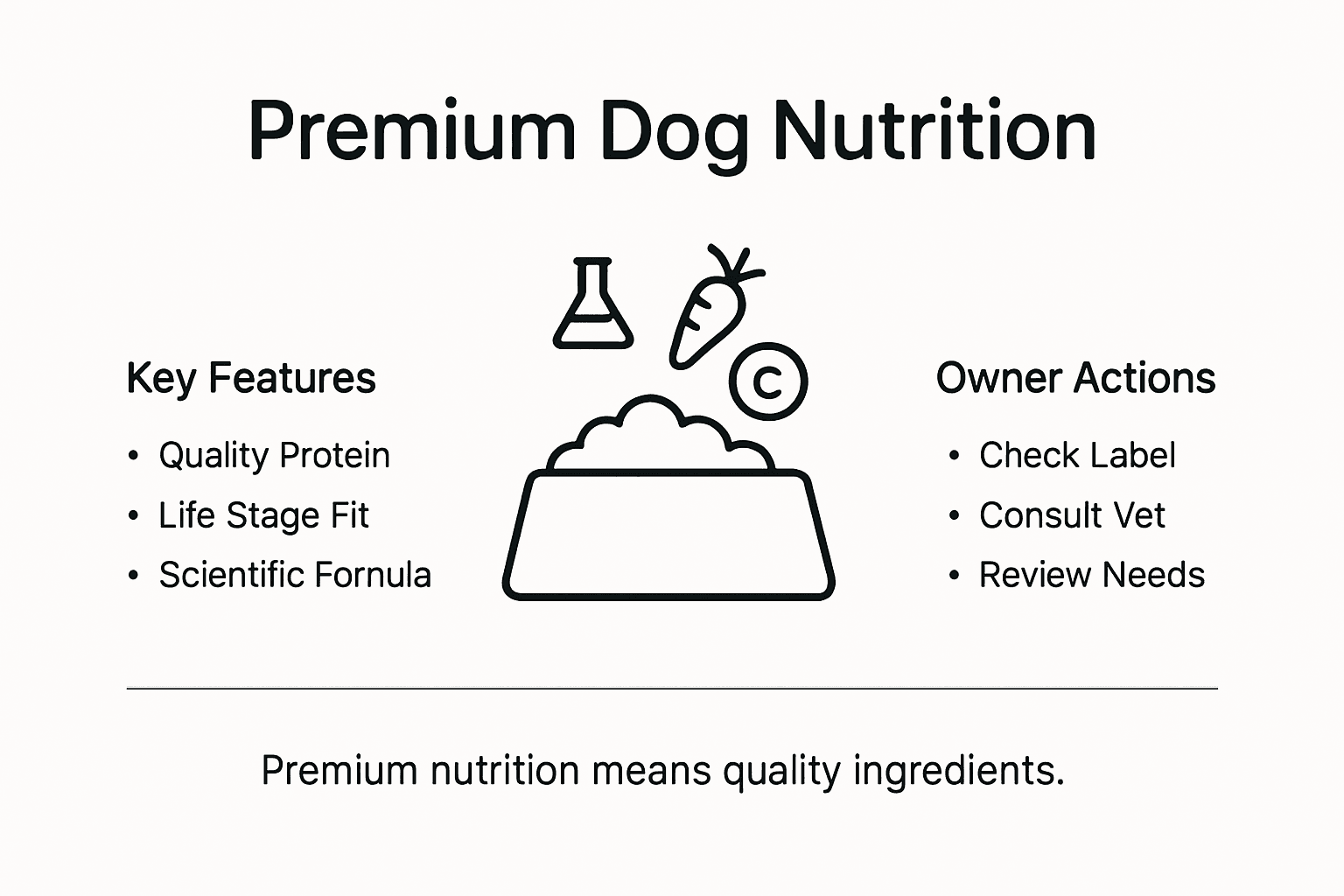 Infographic overview of premium dog nutrition features