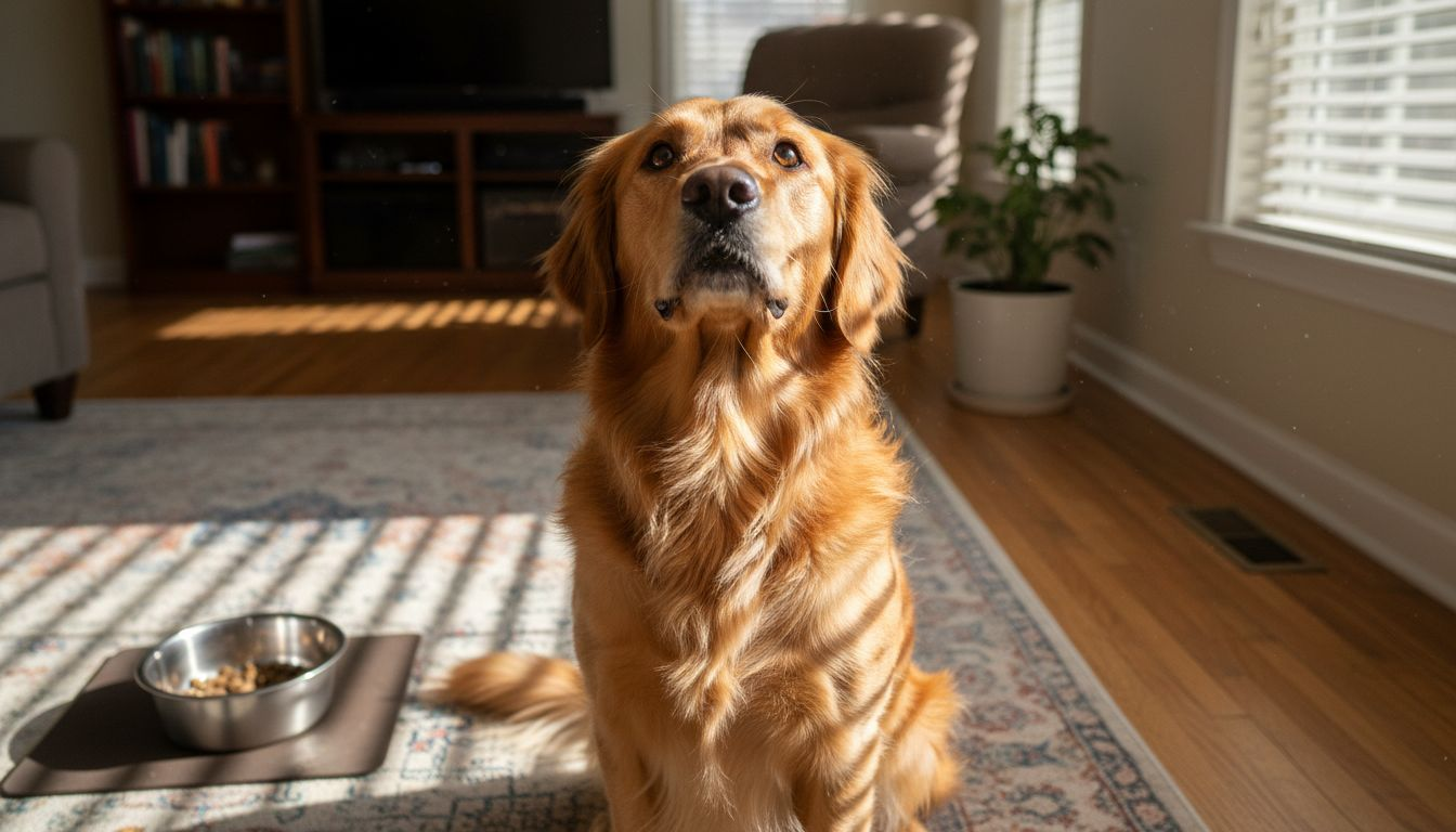 Golden retriever with shiny coat and bright eyes