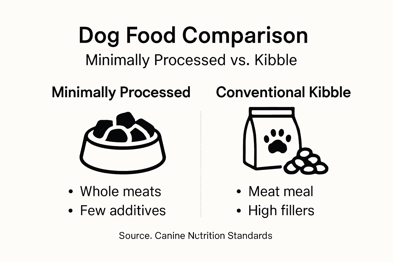 Infographic comparing dog food types