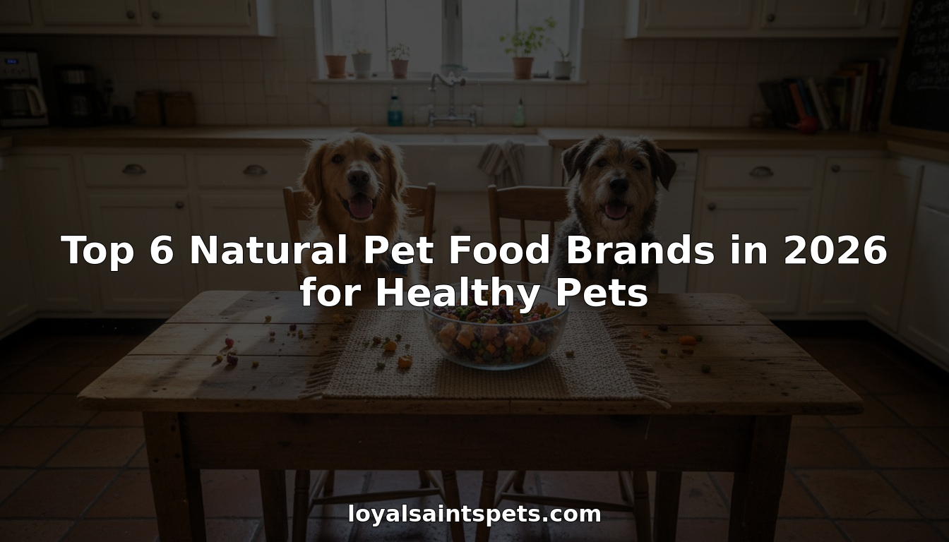 Dogs at kitchen table with natural food bowl