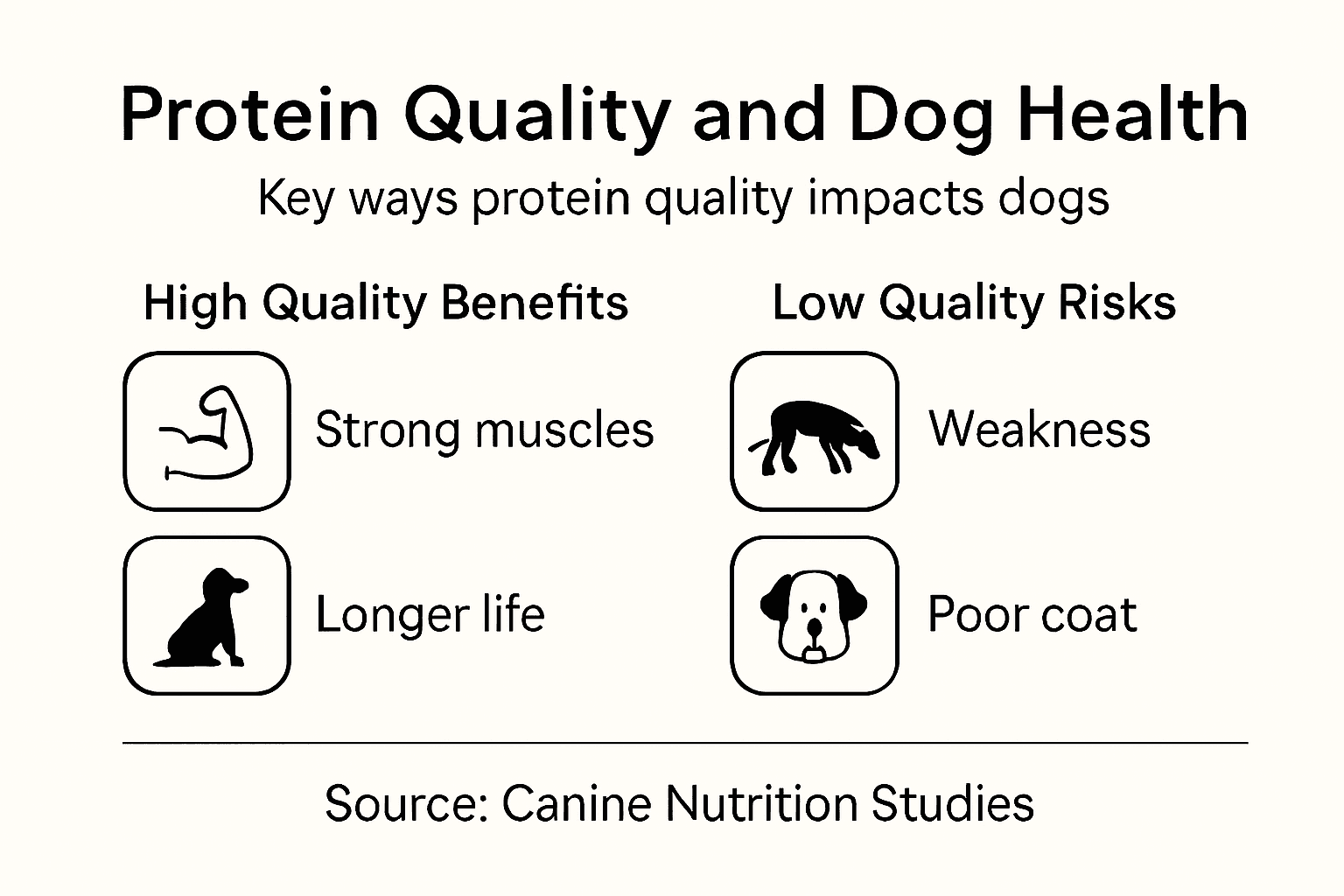 Infographic about high and low protein quality effects for dogs