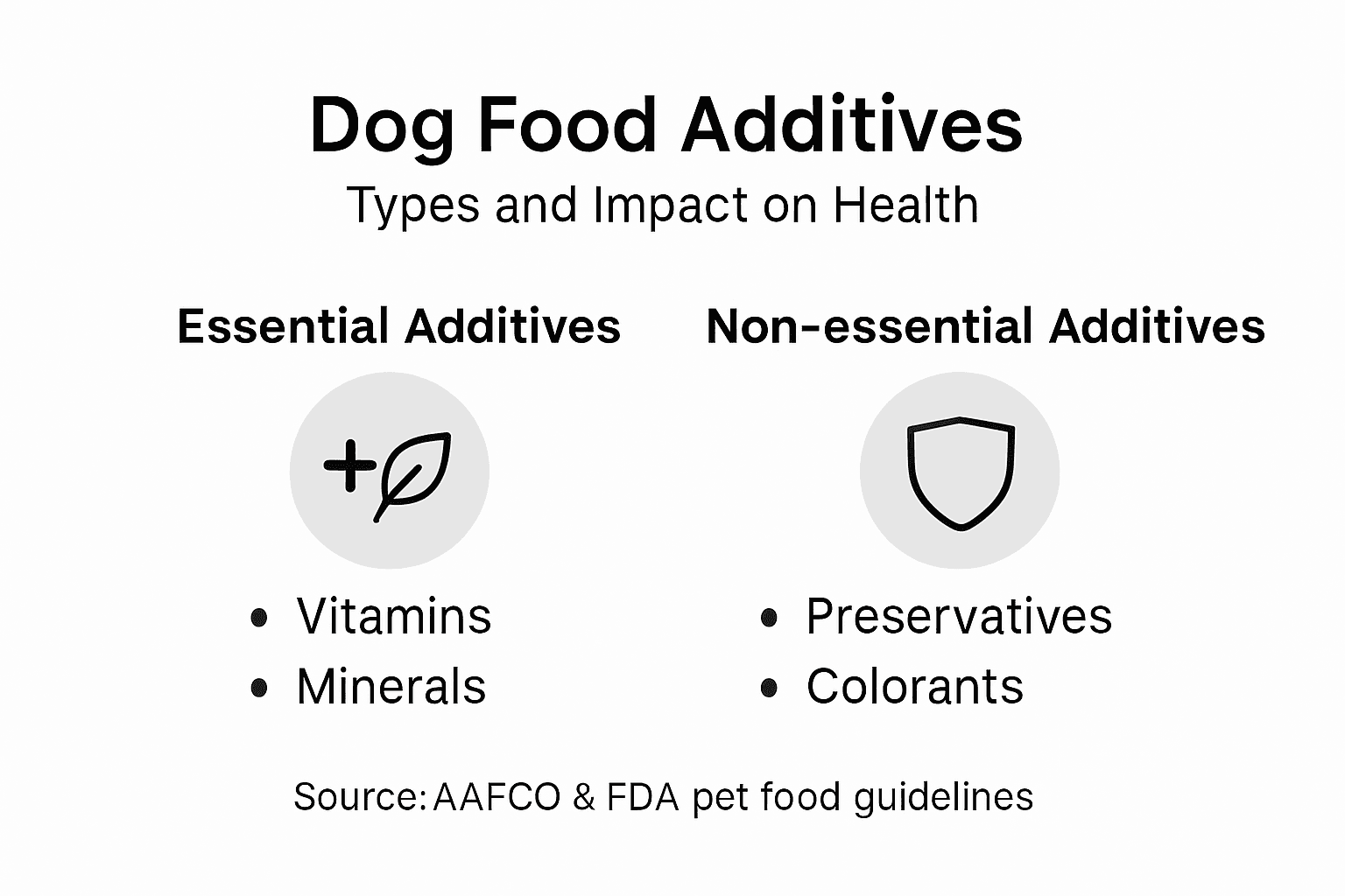 Infographic with types and impact of dog food additives